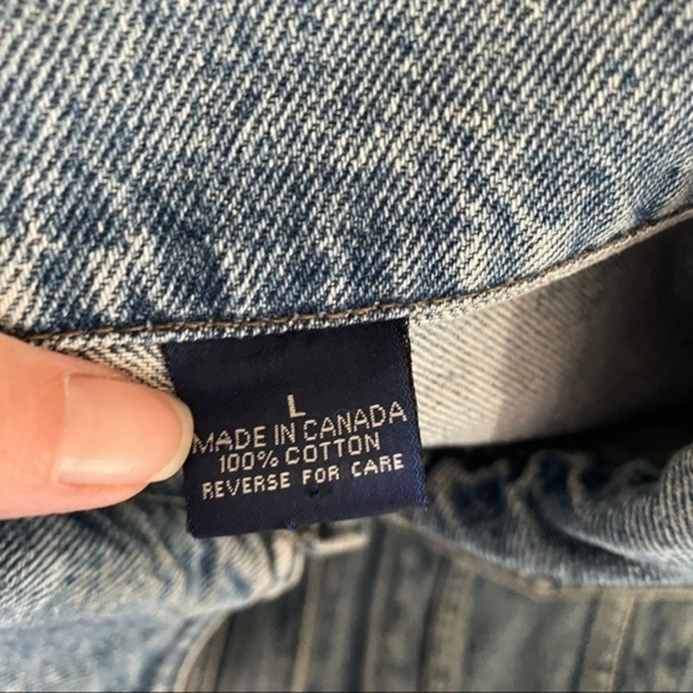 VTG 90’s Harley Davidson Biker Blue ladies denim jean jacket embroidered‎ size L - Picture 13 of 15